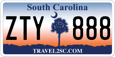 SC license plate ZTY888