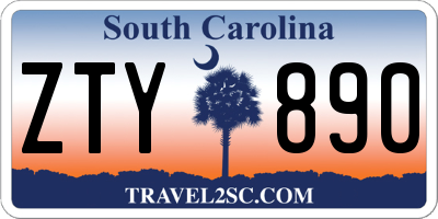 SC license plate ZTY890