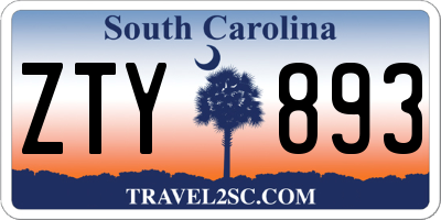 SC license plate ZTY893