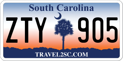 SC license plate ZTY905
