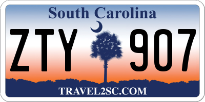 SC license plate ZTY907