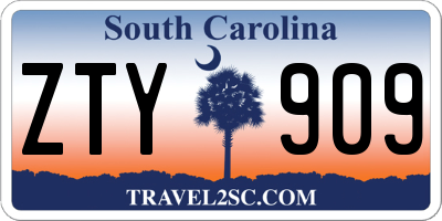 SC license plate ZTY909