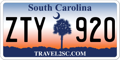 SC license plate ZTY920