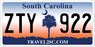 SC license plate ZTY922