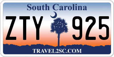 SC license plate ZTY925