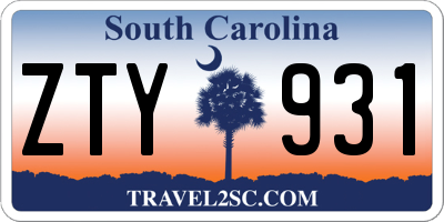 SC license plate ZTY931