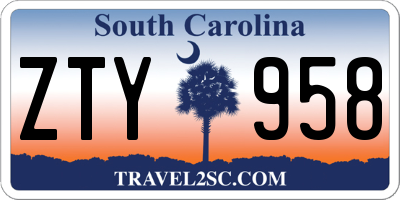 SC license plate ZTY958