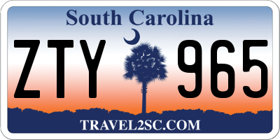 SC license plate ZTY965