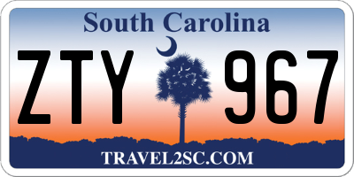SC license plate ZTY967
