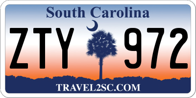 SC license plate ZTY972