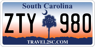 SC license plate ZTY980