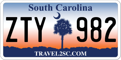SC license plate ZTY982