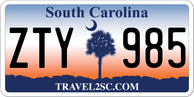 SC license plate ZTY985