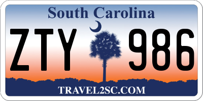SC license plate ZTY986