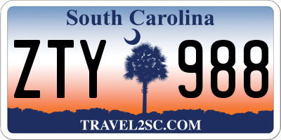 SC license plate ZTY988