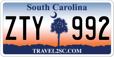 SC license plate ZTY992