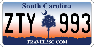 SC license plate ZTY993