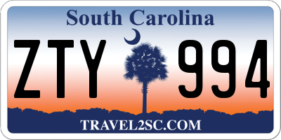 SC license plate ZTY994