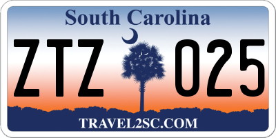 SC license plate ZTZ025