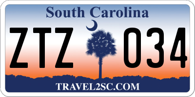 SC license plate ZTZ034
