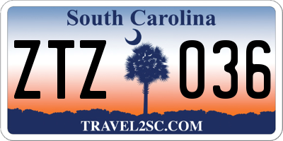 SC license plate ZTZ036