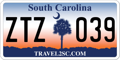 SC license plate ZTZ039