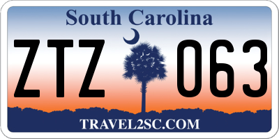 SC license plate ZTZ063