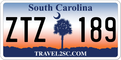 SC license plate ZTZ189
