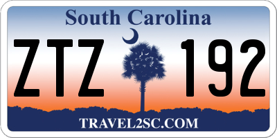 SC license plate ZTZ192