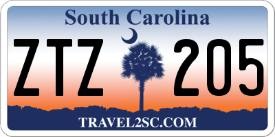 SC license plate ZTZ205