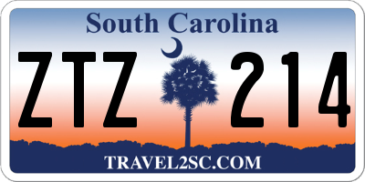 SC license plate ZTZ214