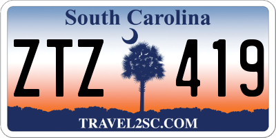 SC license plate ZTZ419