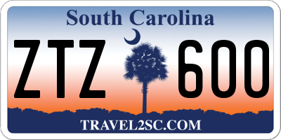 SC license plate ZTZ600