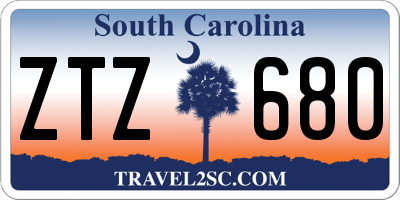 SC license plate ZTZ680