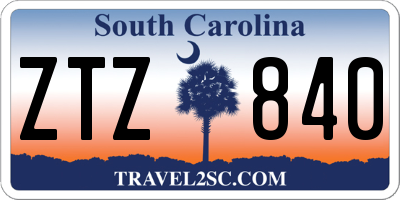 SC license plate ZTZ840