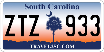 SC license plate ZTZ933