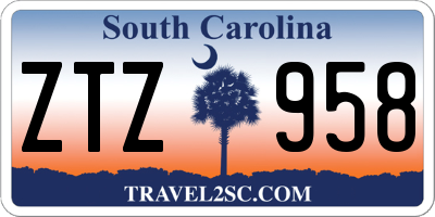 SC license plate ZTZ958