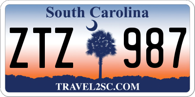 SC license plate ZTZ987