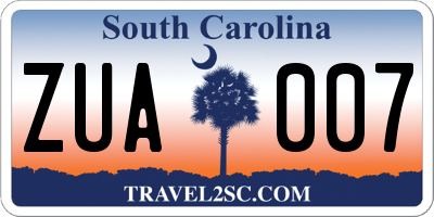 SC license plate ZUA007