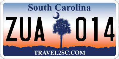 SC license plate ZUA014