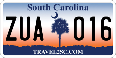SC license plate ZUA016