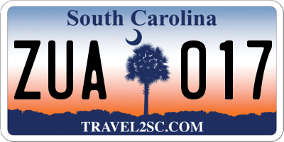 SC license plate ZUA017