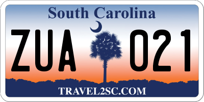 SC license plate ZUA021