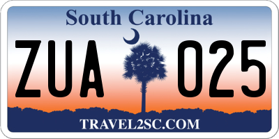 SC license plate ZUA025