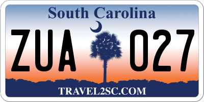 SC license plate ZUA027