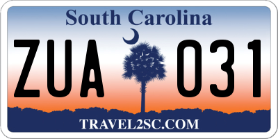 SC license plate ZUA031