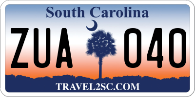 SC license plate ZUA040