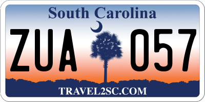 SC license plate ZUA057