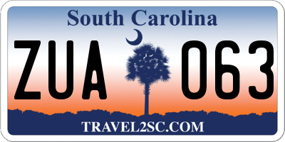 SC license plate ZUA063
