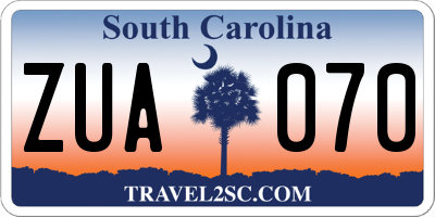 SC license plate ZUA070